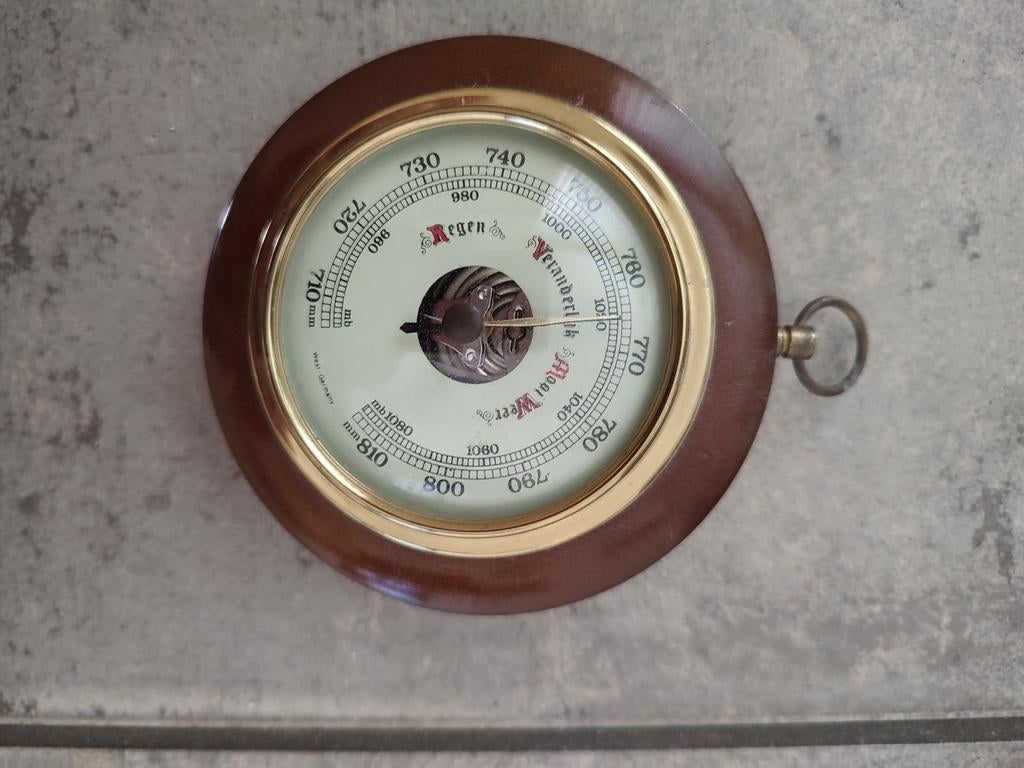 Vintage Aneroïde Barometer West-Germany Mid-Century Ø10cm, Audio, Tv en Foto, Weerstations en Barometers, Ophalen of Verzenden