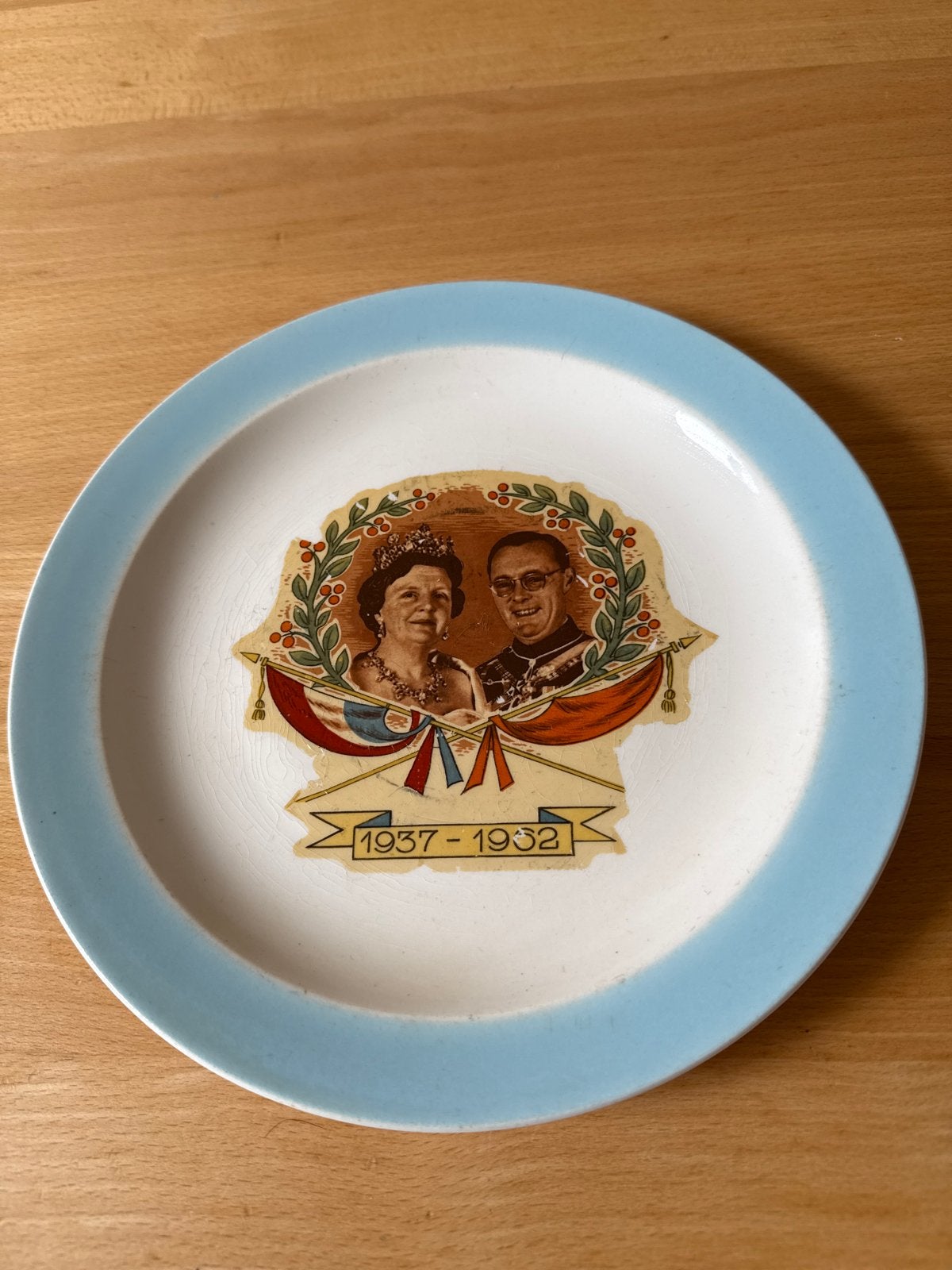 Vintage Herdenkingsbord Juliana & Bernhard 1937-1952, Verzamelen, Ophalen of Verzenden