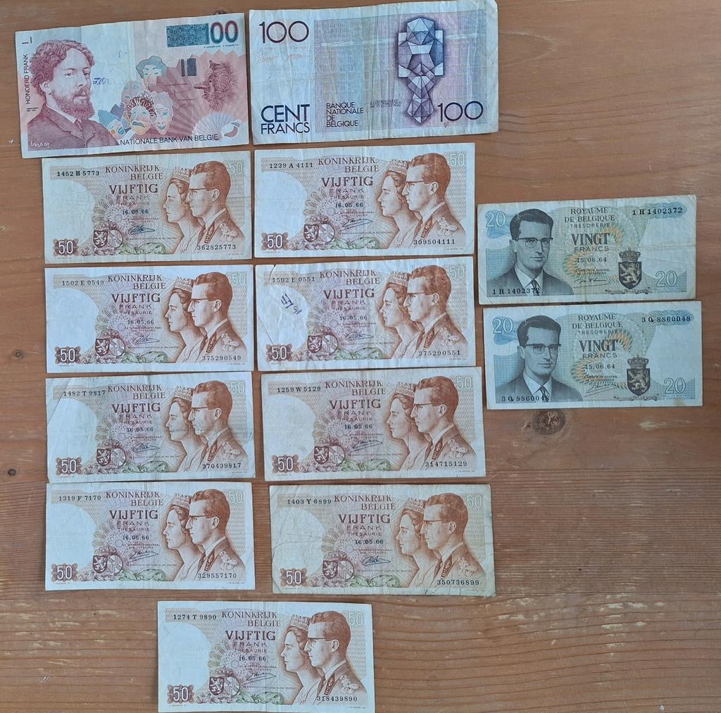 Belgische Frank / Francs biljetten (50, 20, 100 Frank), Verzenden, Setje