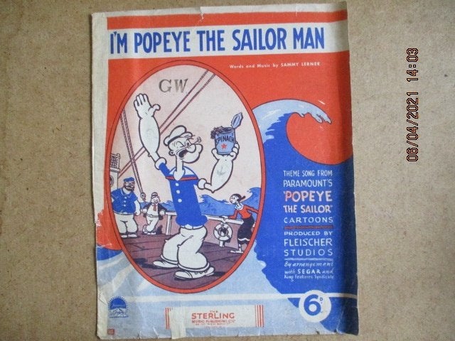 adv0767 popeye theme songbook engels, Boeken, Eén stripboek, Ophalen, Gelezen