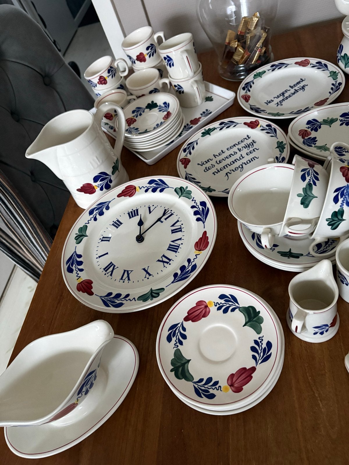 Groot servies Boerenbont stijl, diverse onderdelen, Ophalen, Gebruikt, Overige merken, Keramiek
