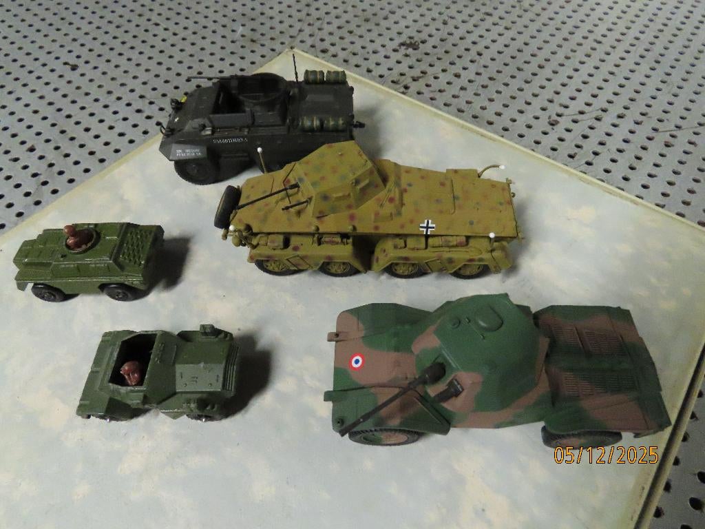 5 Pantserwagen modellen 0.A. 1/43 Schuco Matchbox Lesney, Gebruikt, 1:32 tot 1:50, Ophalen of Verzenden