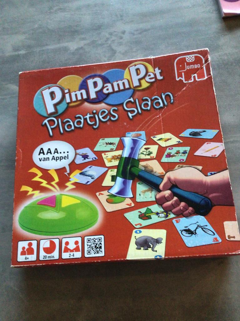 Jumbo Pim Pam Pet Plaatjes Slaan - Educatief Gezelschapsspel, Ophalen of Verzenden, Zo goed als nieuw