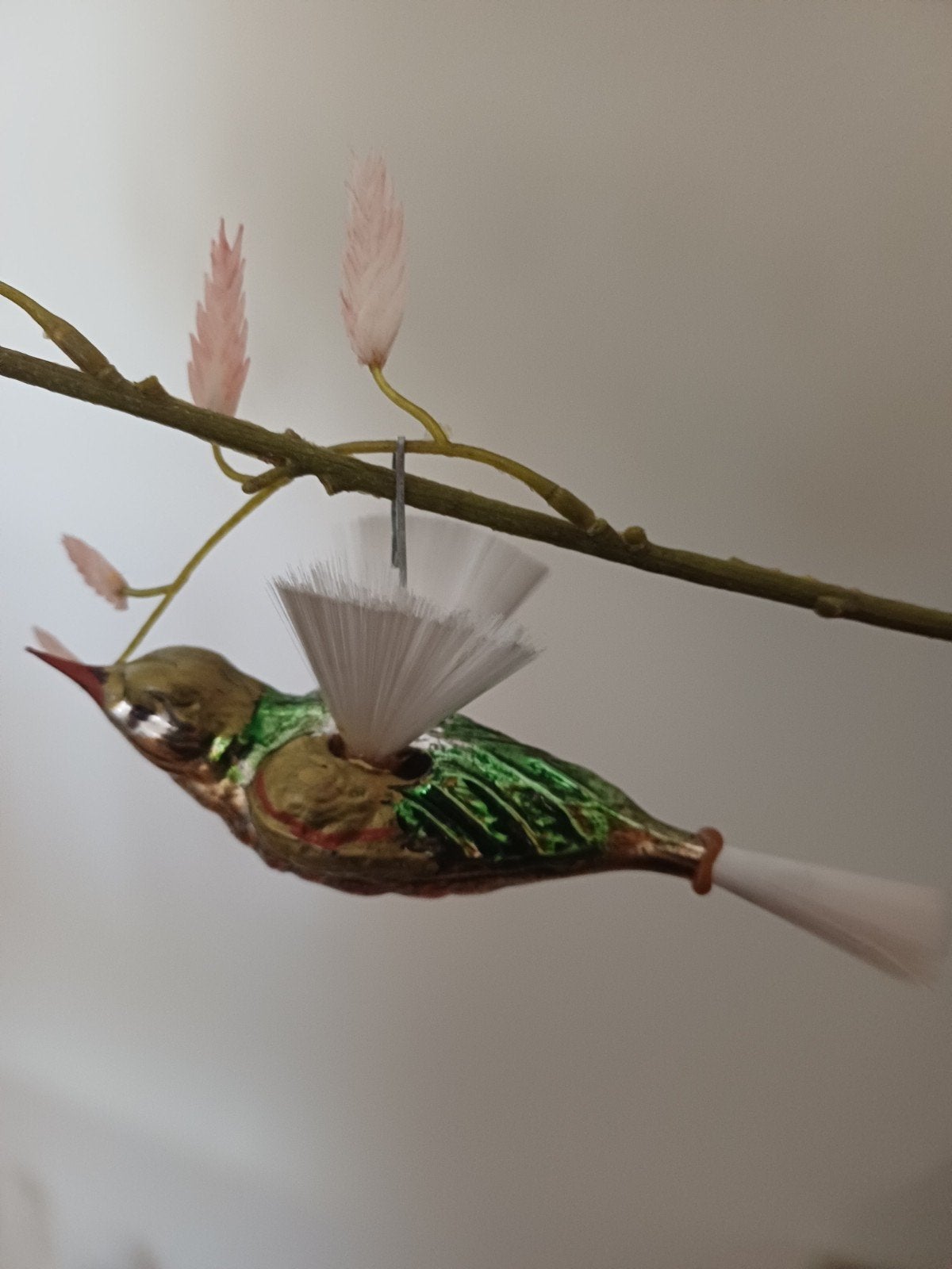 vintage kerstbal van glas vogel glasoogje, Diversen, Ophalen of Verzenden