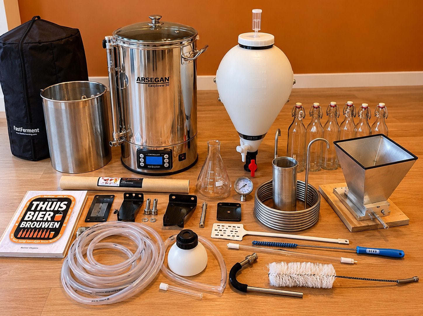 Complete bierbrouwset Arsegan Easybrew 30 + FastFerment, Ophalen, Zo goed als nieuw