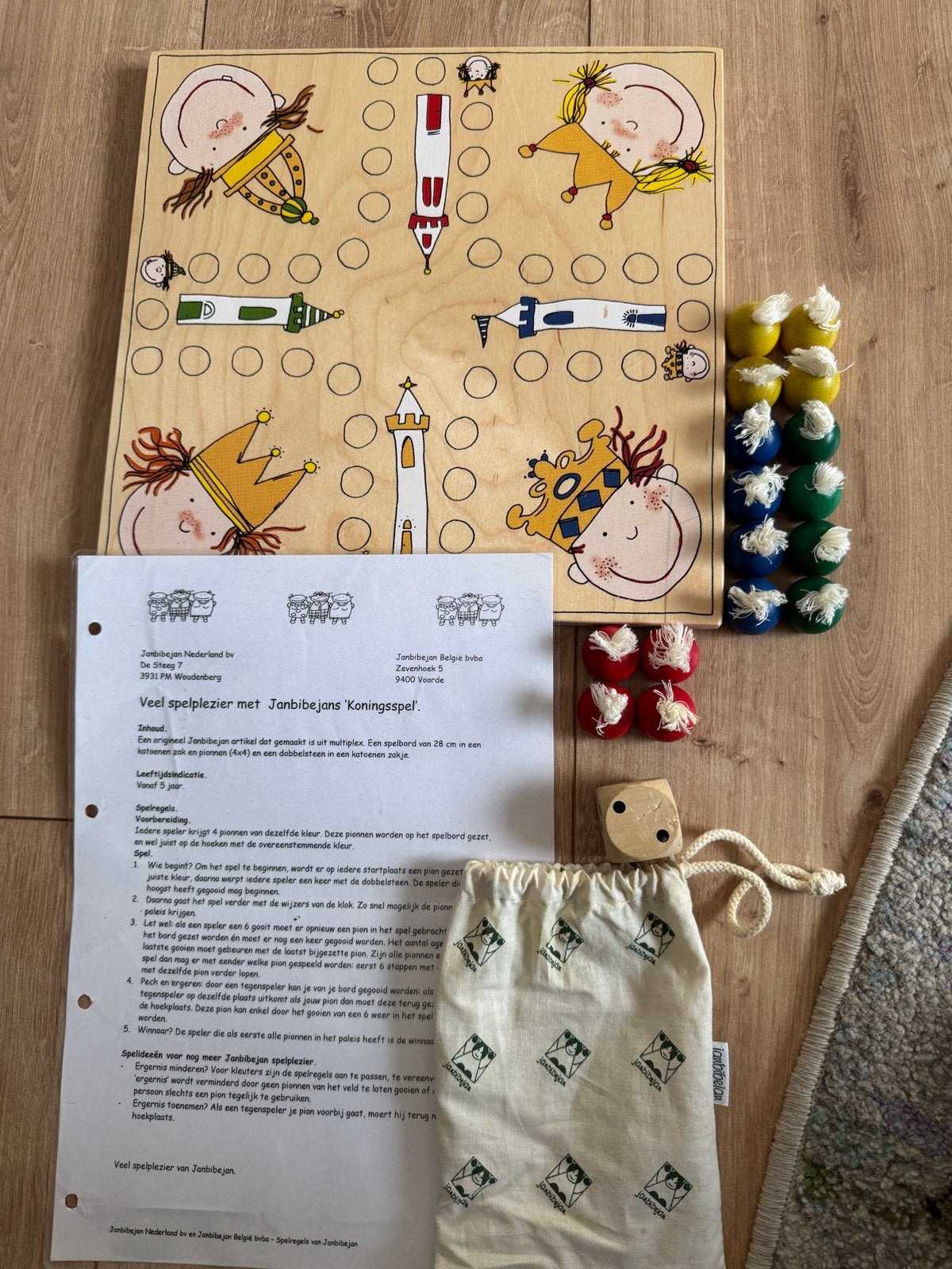 Janbibejan Koningsspel - Houten bordspel voor kinderen, Ophalen of Verzenden, Zo goed als nieuw