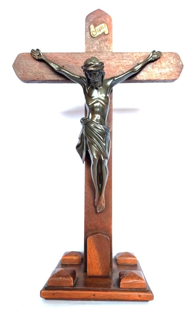 Kruisbeeld van Veronese Design met een corpus van brons, Antiek en Kunst, Ophalen of Verzenden