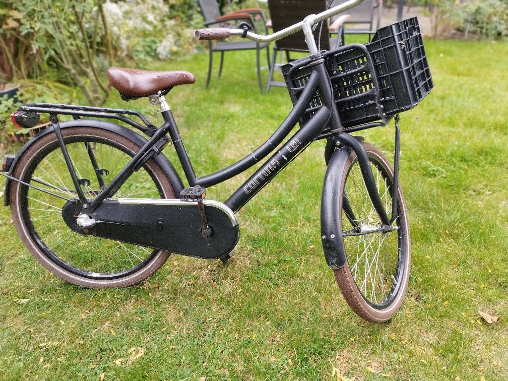 Zwarte Cortina U4 Meisjesfiets met mandje. 24 inch 8-10 jaar, Ophalen, Terugtraprem, Versnellingen, Cortina
