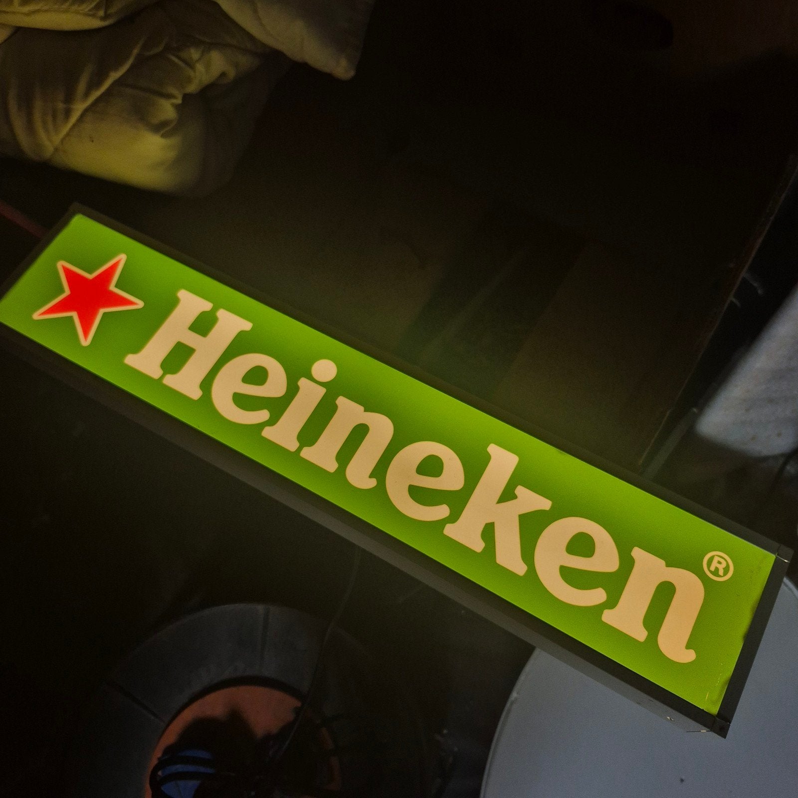 Heineken LED Lichtreclame - 11x50x5cm, Verzamelen, Ophalen of Verzenden, Gebruikt, Lichtbak of (neon) lamp