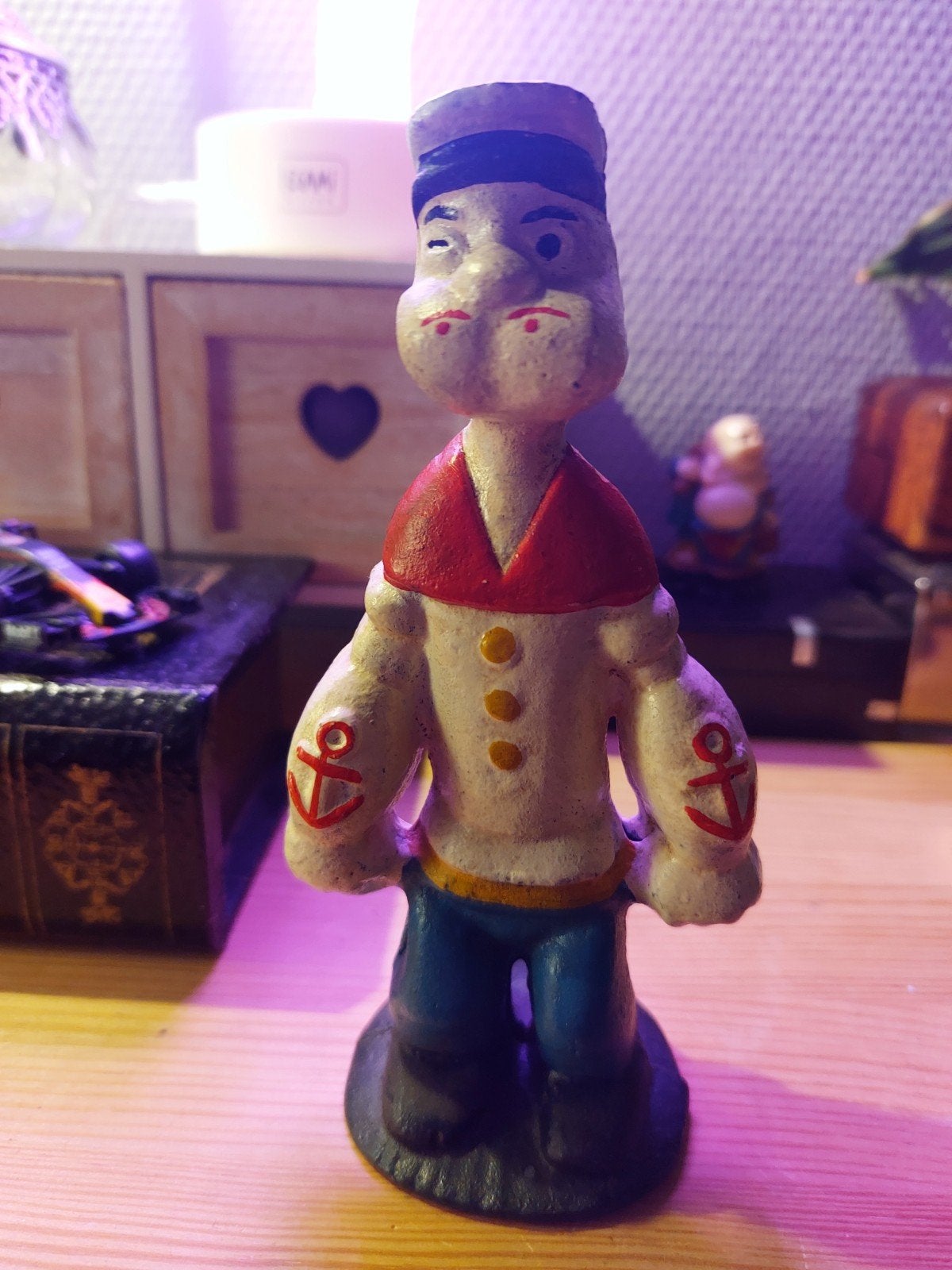 Oude Gietijzeren Popeye Spaarpot - Vintage Stripfiguur, Verzamelen, Ophalen of Verzenden, Gebruikt, Metaal of Blik, Strip- of Tekenfilmfiguur