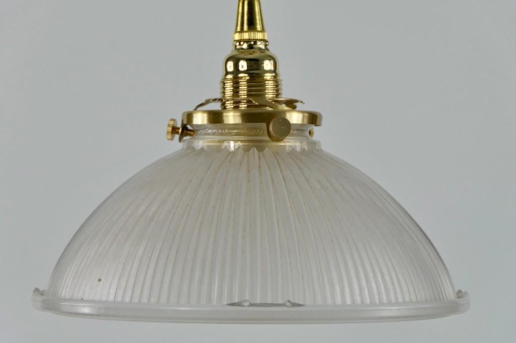 Holophane hanglamp, laag model, Huis en Inrichting, Lampen | Hanglampen, Art deco, Nieuw, Ophalen of Verzenden, Glas