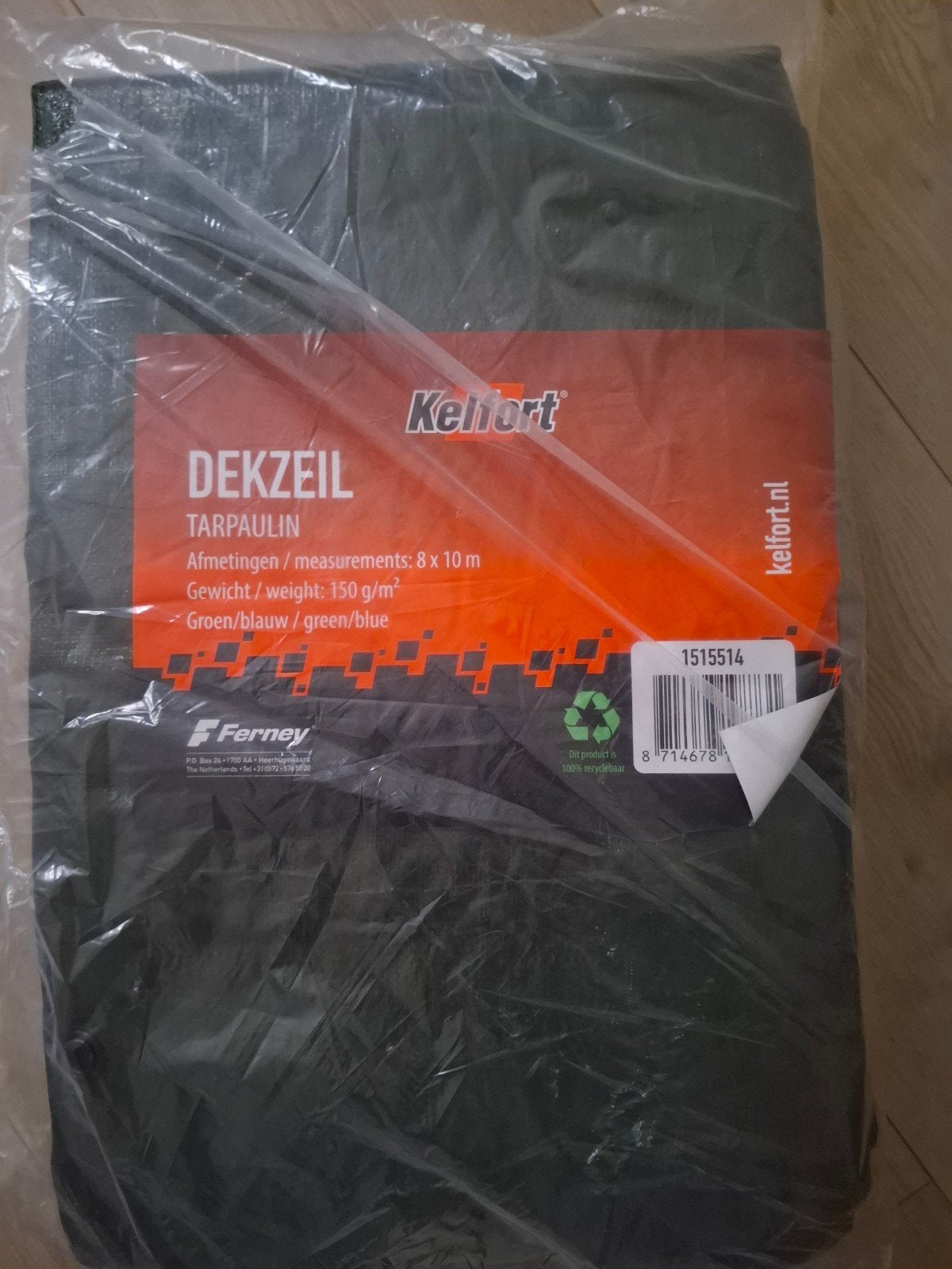Kelfort Dekzeil Tarpaulin 8x10m Groen/Blauw 150 g/m², Ophalen, Overige typen, 6 meter of meer, Nieuw