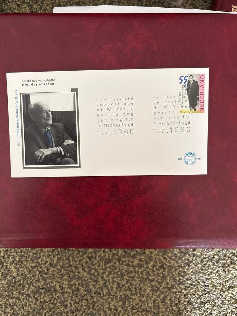 Eerstedagenvelop Dr. W. Drees 100e geboortedag 1986, Ophalen of Verzenden, Onbeschreven, Nederland