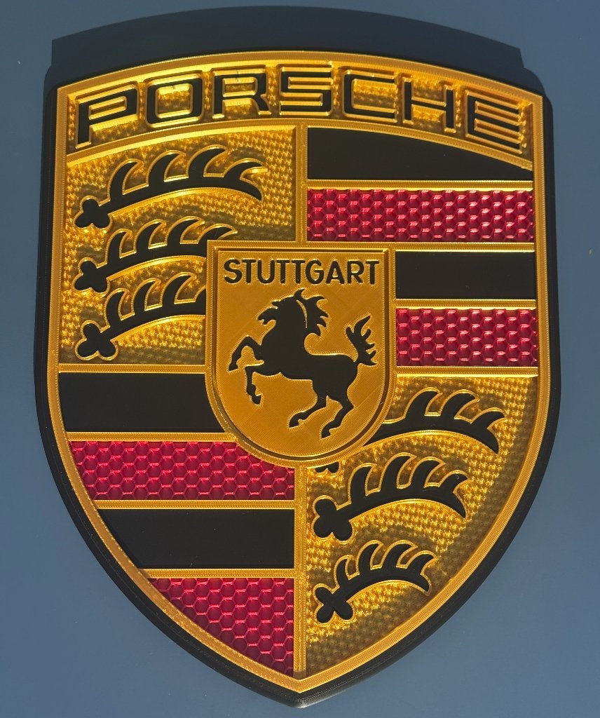 Groot Porsche logo shield 32cm voor aan de muur, Ophalen of Verzenden, Nieuw, Reclamebord