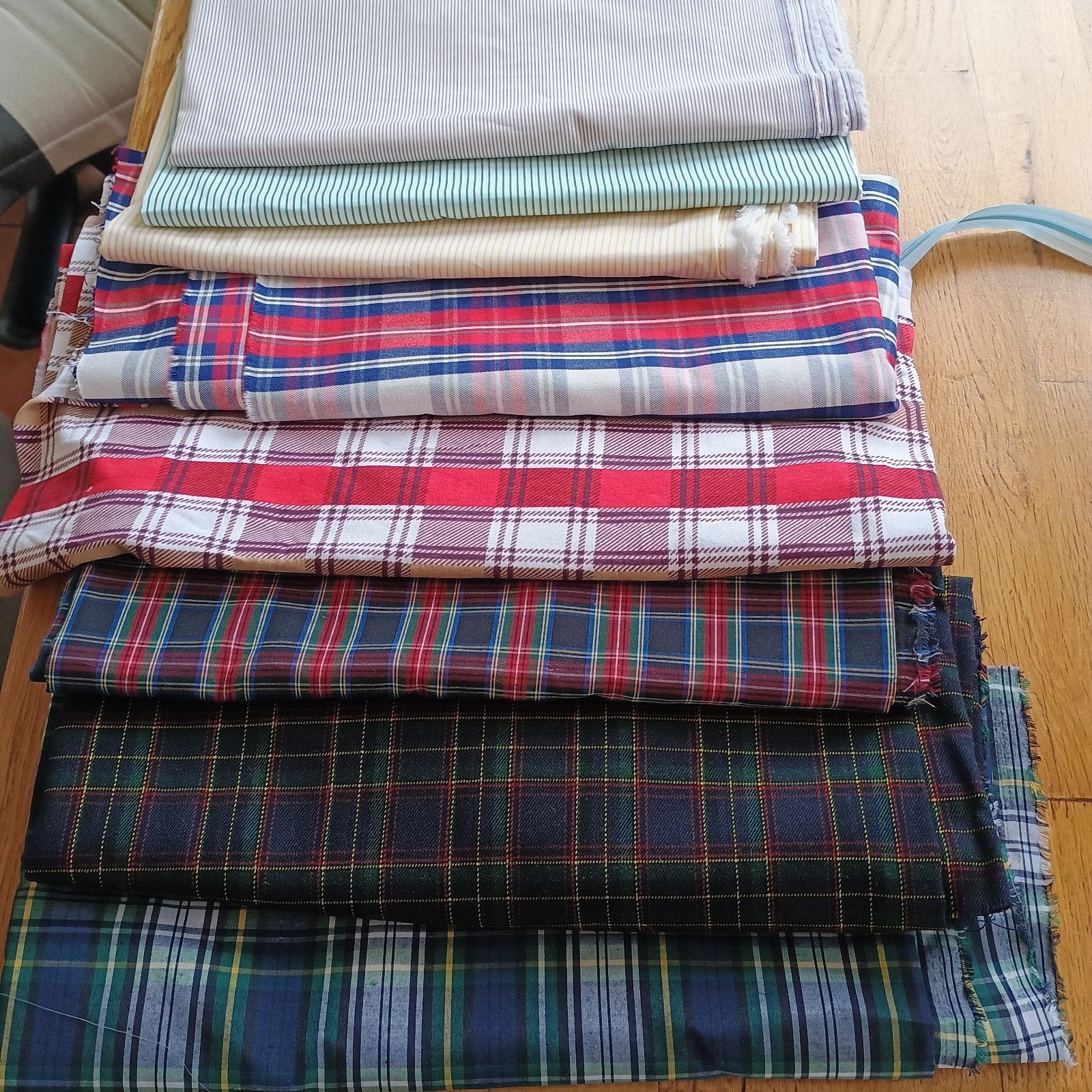 8 lappen stof streep en ruit., Overige kleuren, 120 cm of meer, Ophalen of Verzenden, Katoen