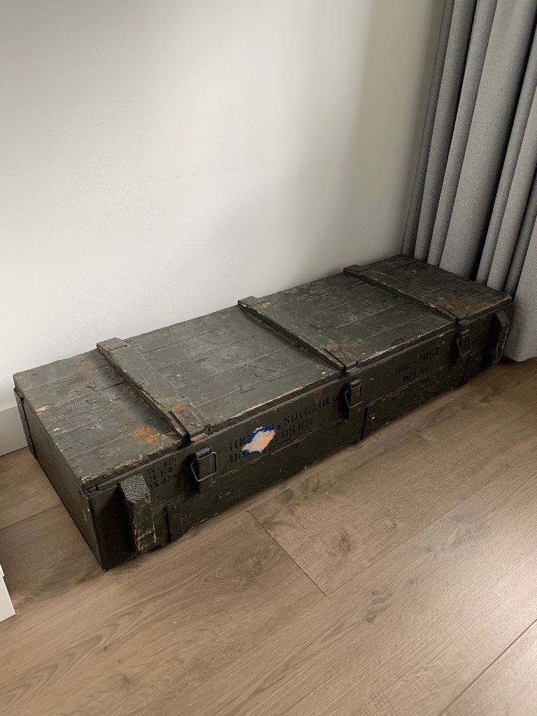 Legerkist, Huis en Inrichting, Woonaccessoires | Kisten, Ophalen, Minder dan 50 cm, Gebruikt, 100 tot 150 cm