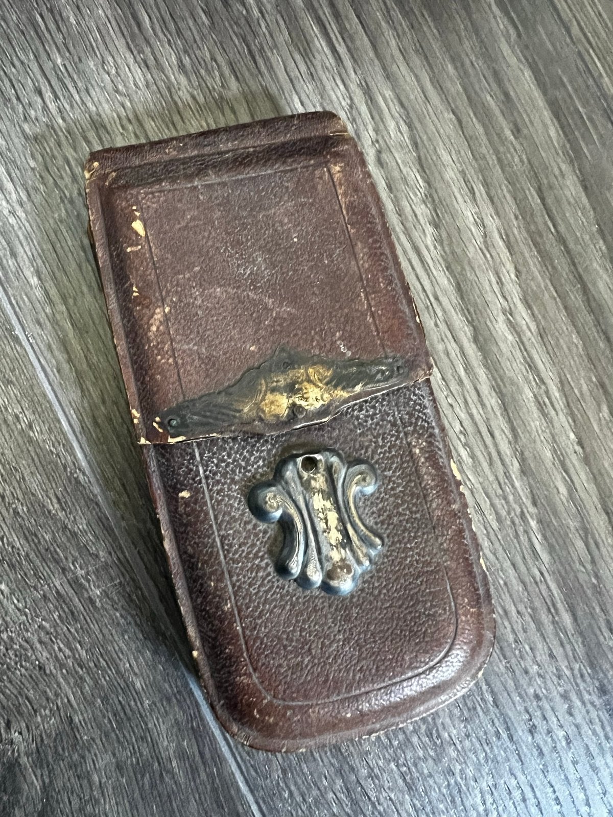 Antieke Leren Harmonicaportemonnee/Sigarenkoker (19e eeuws), Antiek en Kunst, Ophalen of Verzenden
