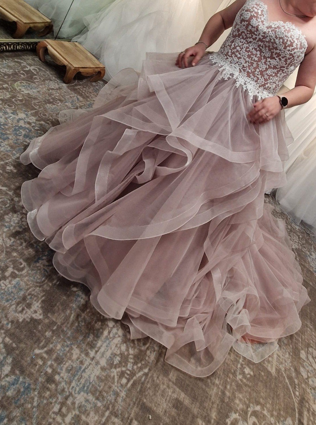 Prachtige Roze Trouwjurk met Kant en Tule, Trouwjurk, Ophalen of Verzenden, Roze, Onbekend
