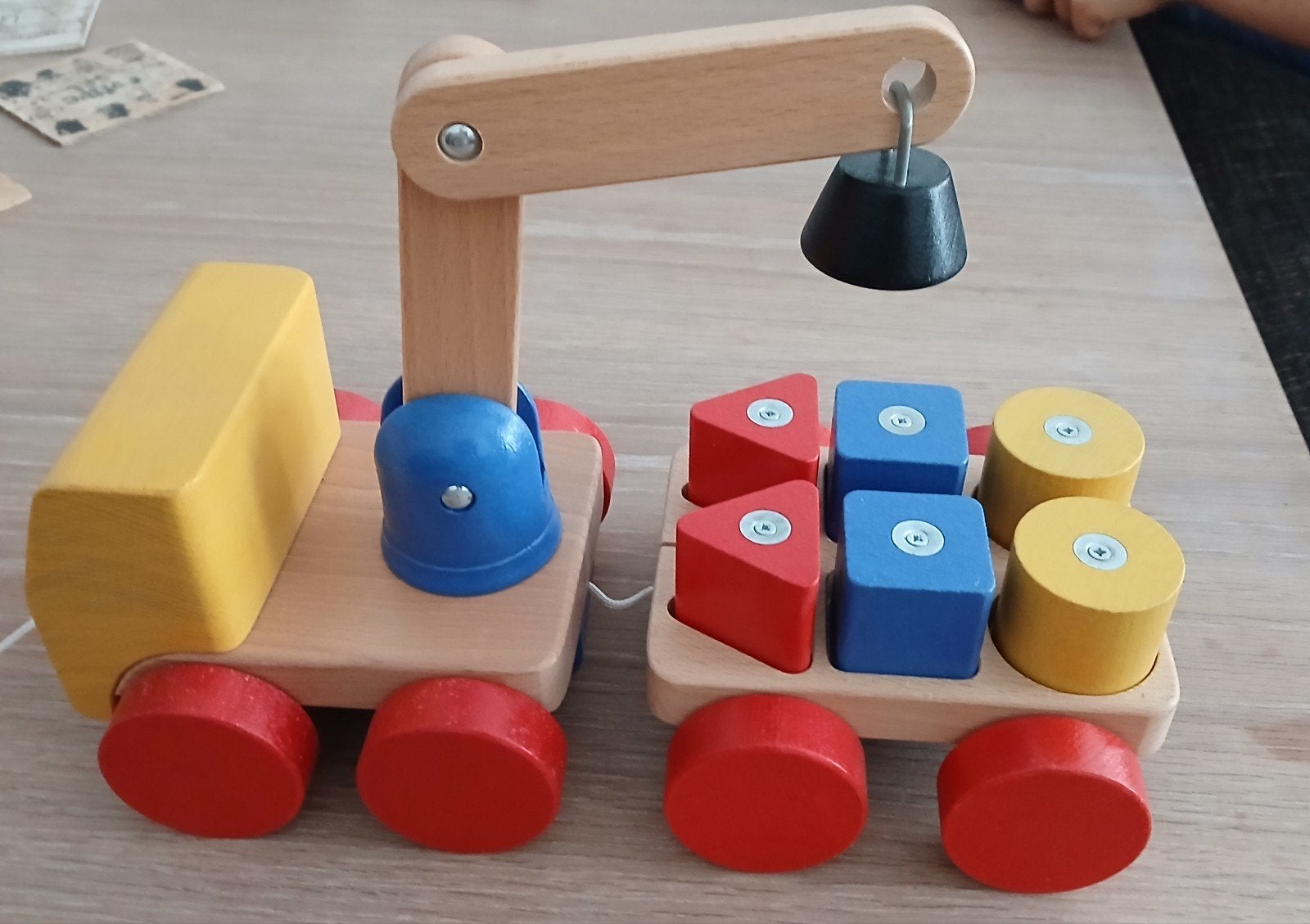 IKEA MULA Houten Hijskraan met Aanhanger en Blokken, Ophalen of Verzenden, Gebruikt, Jongen of Meisje