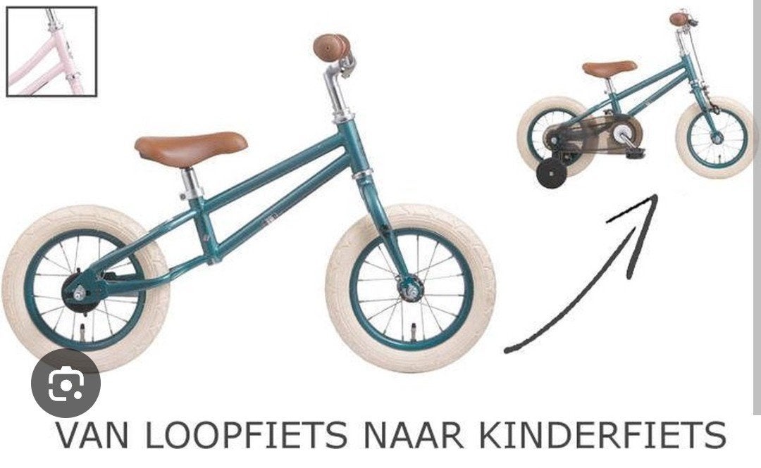 Van loopfiets naar kinderfiets 12 inch donkergroen pelikaan, Ophalen, Zo goed als nieuw, Loopfiets
