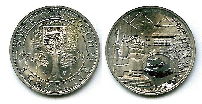 1 Gerritje – herdenkingsmunt – ‘s-Hertogenbosch, Verzenden, Koningin Beatrix, 5 gulden, Losse munt