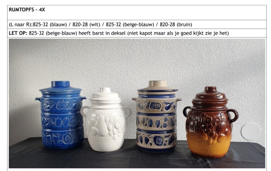 5x West Germany Rumtopf vintage keramiek – €20 per stuk, Antiek en Kunst, Ophalen