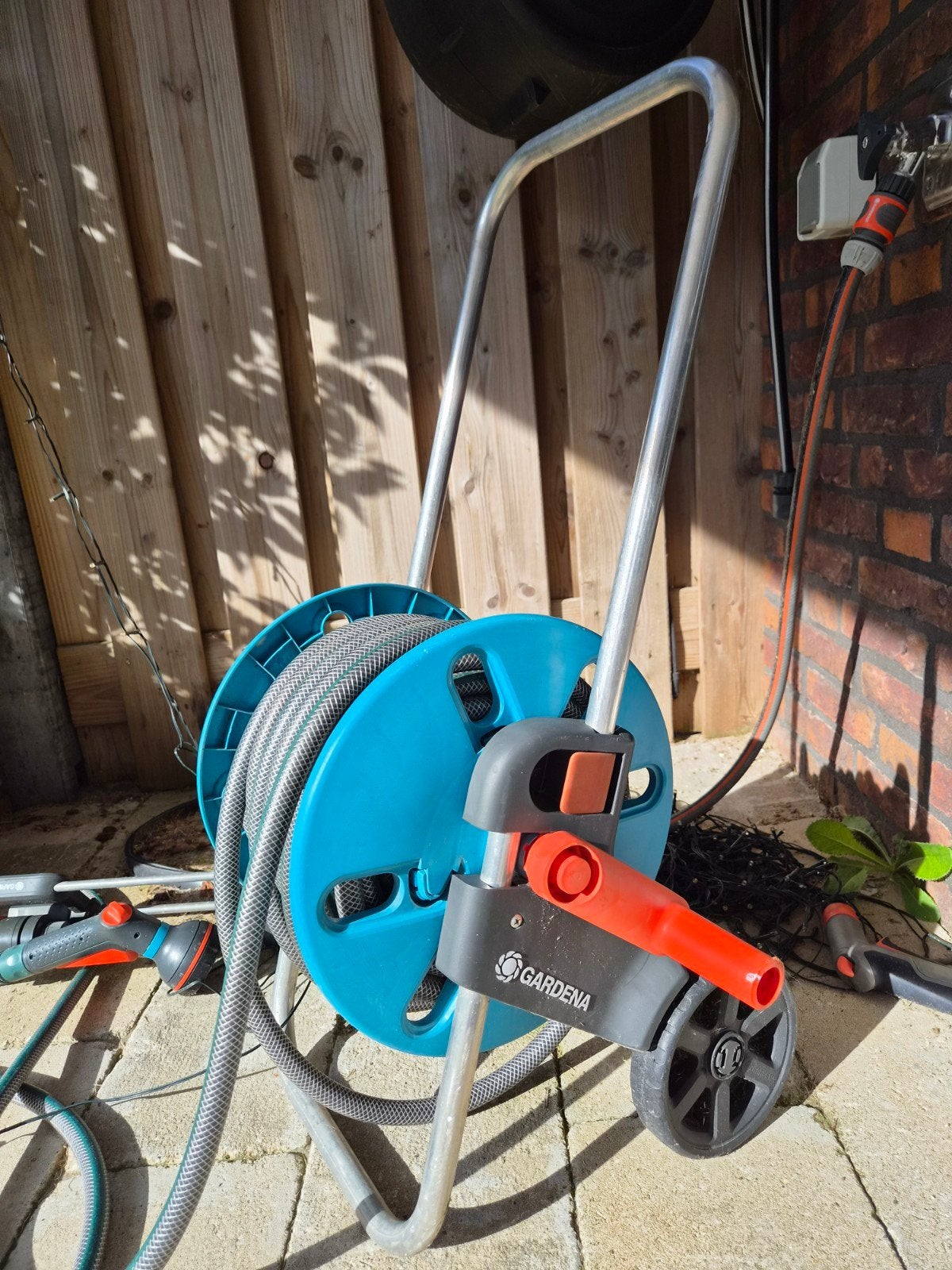 Gardena Tuinslang op Haspel met Wieltjes 15m, Ophalen, Gebruikt, Tuinslanghaspel