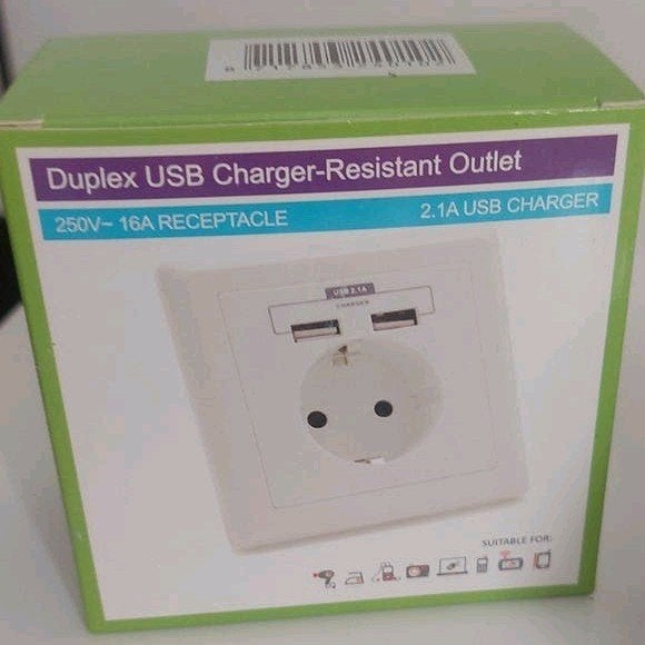 Nieuw inbouwstopcontact 250V met 2 USB-poorten, Doe-het-zelf en Verbouw, Elektra en Kabels, Ophalen of Verzenden, Nieuw, Stopcontact