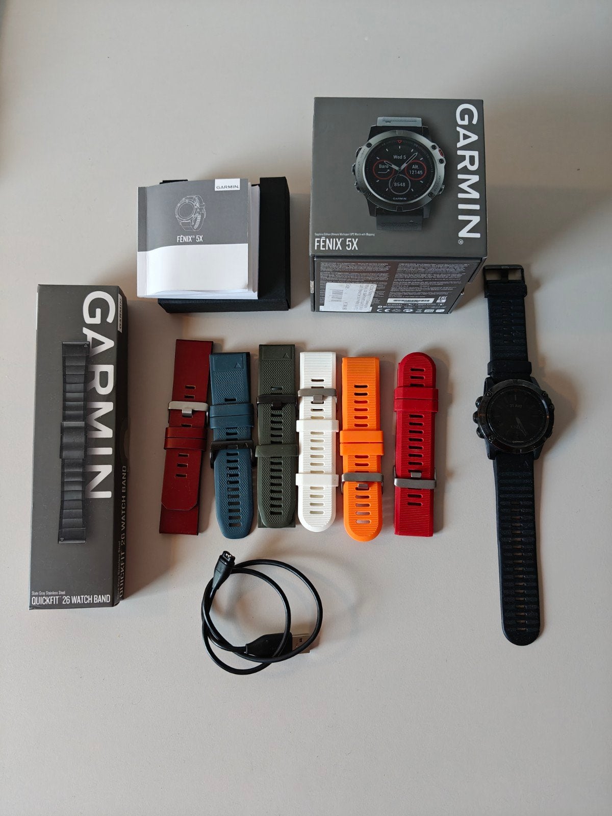 Garmin Fenix 5x sapphire, Gebruikt, Garmin, Ophalen of Verzenden, Waterdicht