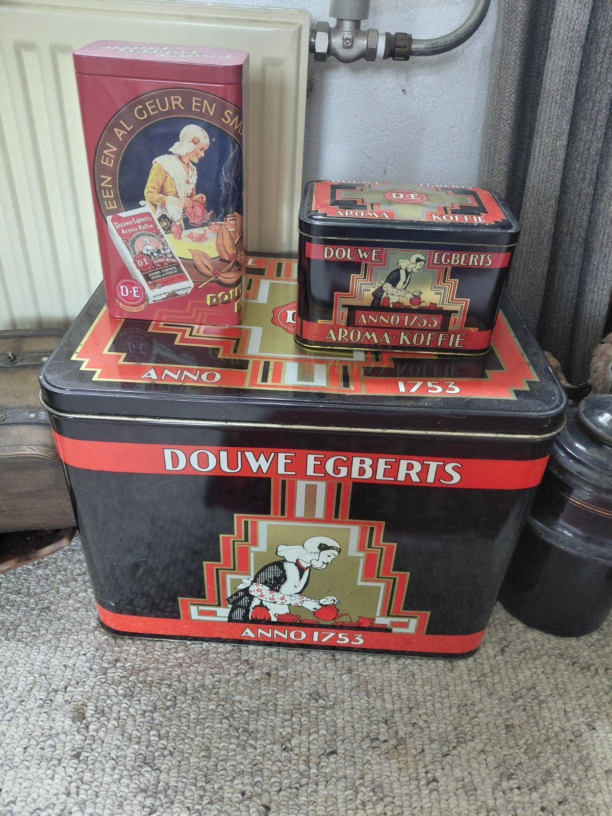 Vintage Douwe Egberts Koffieblikken - Diverse Maten, Verzamelen, Ophalen, Gebruikt, Koffie, Douwe Egberts