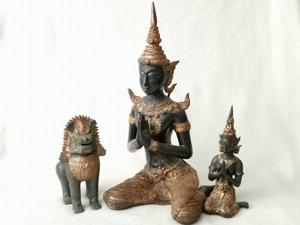 Thailand tempelwachters tempel leeuw, Ophalen of Verzenden, 20 - 50 cm, Beeld, Metaal