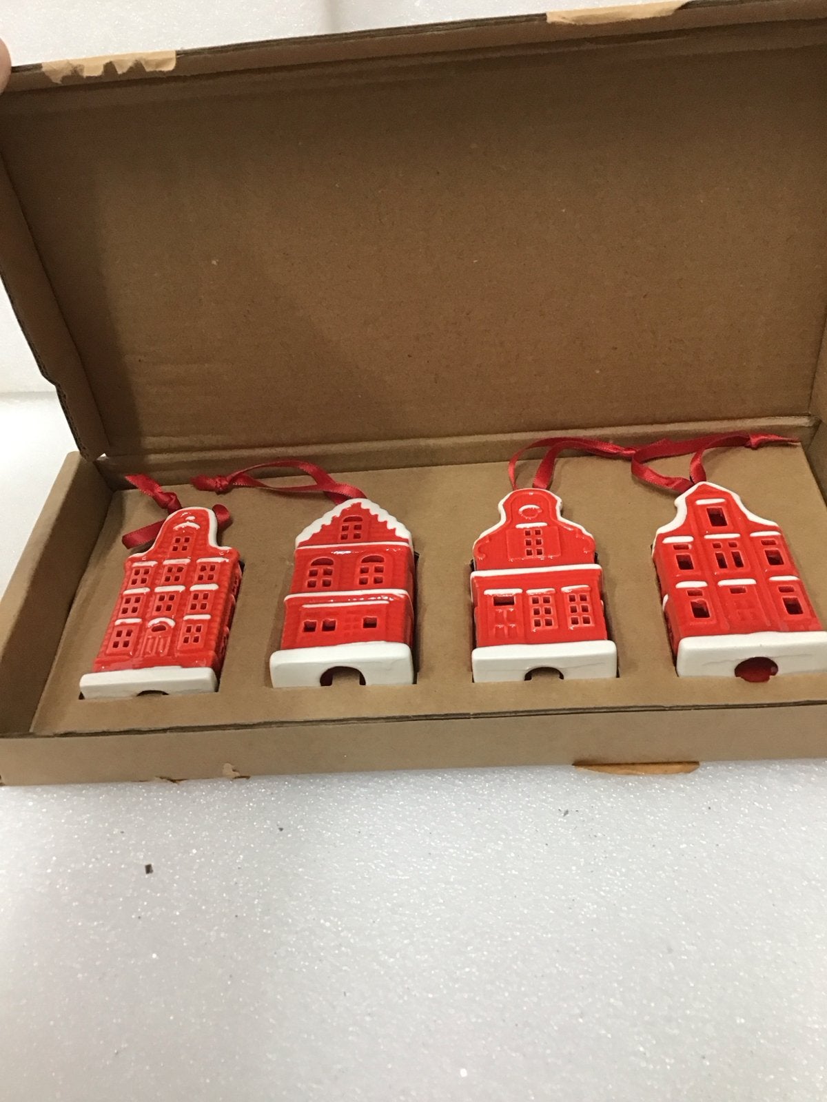 Set van 4 postcodeloterij Huisjes Kerstornamenten, Ophalen of Verzenden, Nieuw