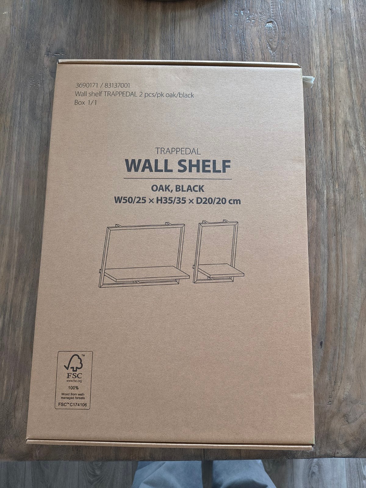 JYSK TRAPPEDAL Wandplank 2 stuks eiken/zwart Nieuw in doos, Ophalen of Verzenden, Nieuw