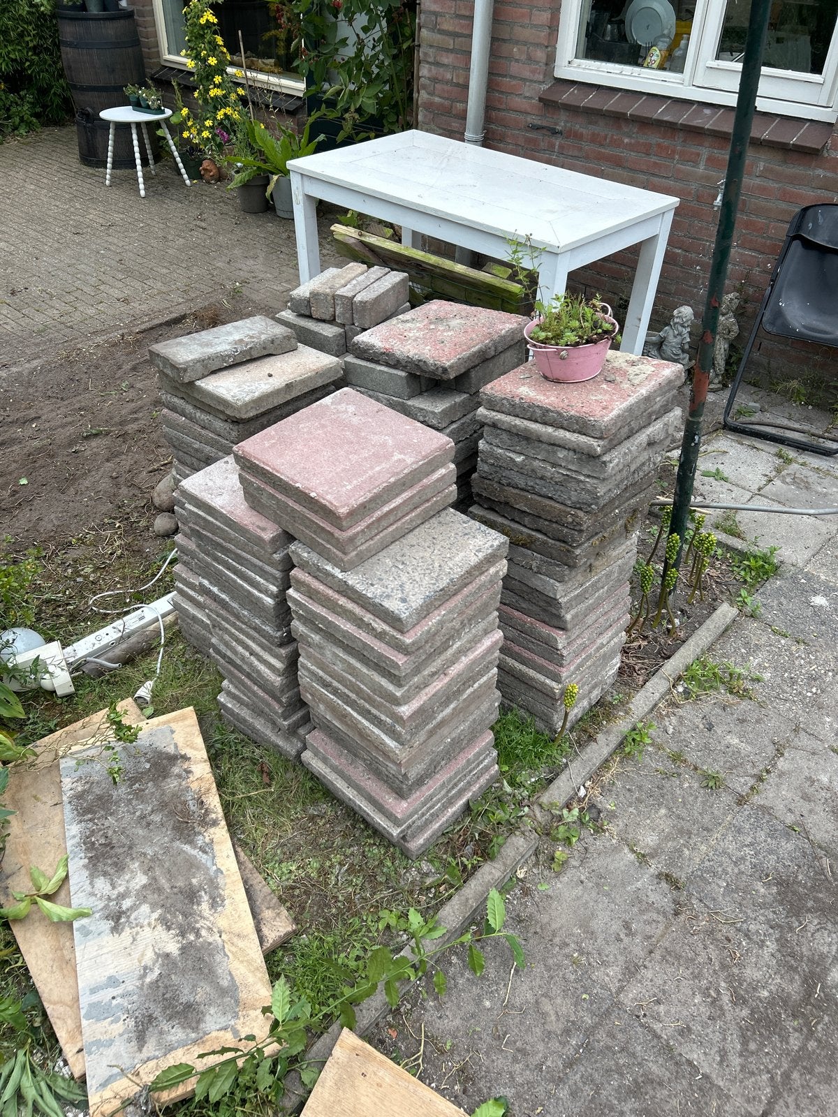 Gebruikte terrastegels 30x30, Ophalen, Gebruikt, Klinkers, 10 m² of meer