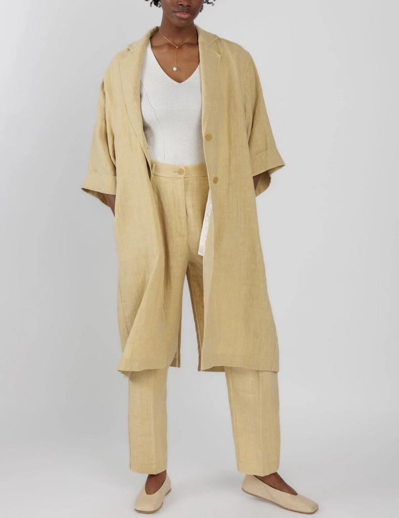 Prachtige Forte forte coat lino linnen mt1 oversized Pauw, Kleding | Dames, Maat 38/40 (M), Forte Forte, Geel, Ophalen of Verzenden