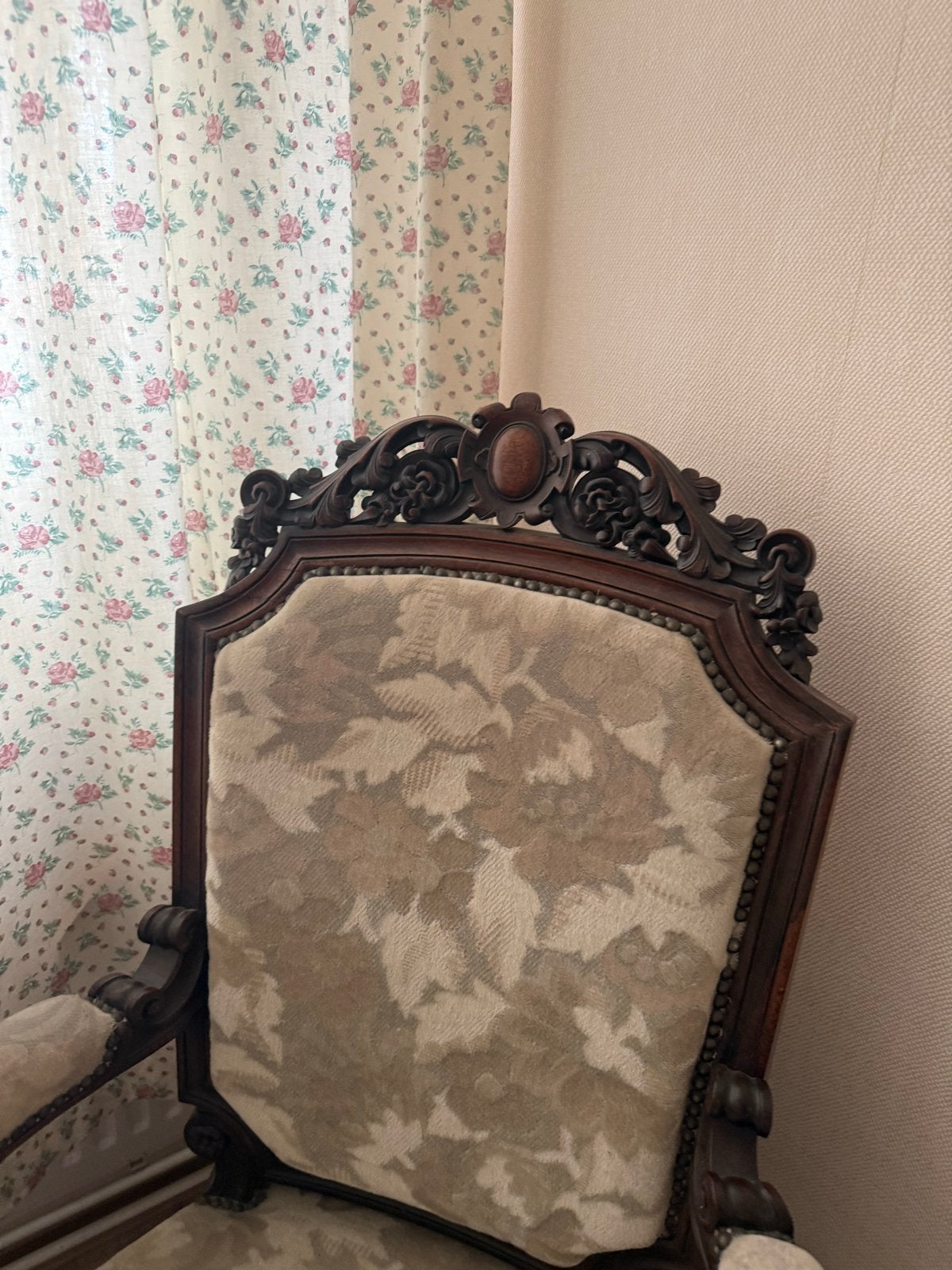 Barokke stoel, vintage met originele stof, Antiek en Kunst, Ophalen of Verzenden