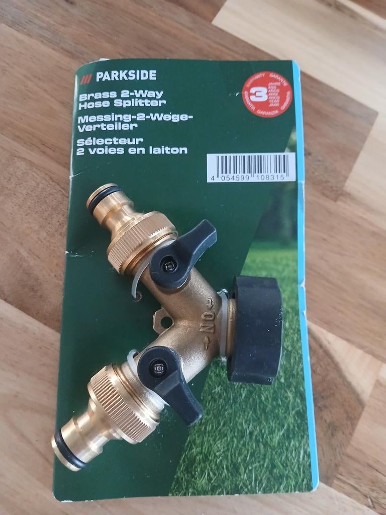 PARKSIDE Messing 2-Weg Tuinslangverdeler - Nieuw, Tuin en Terras, Tuinslangen, Ophalen of Verzenden, Nieuw, Tuinslangkoppeling