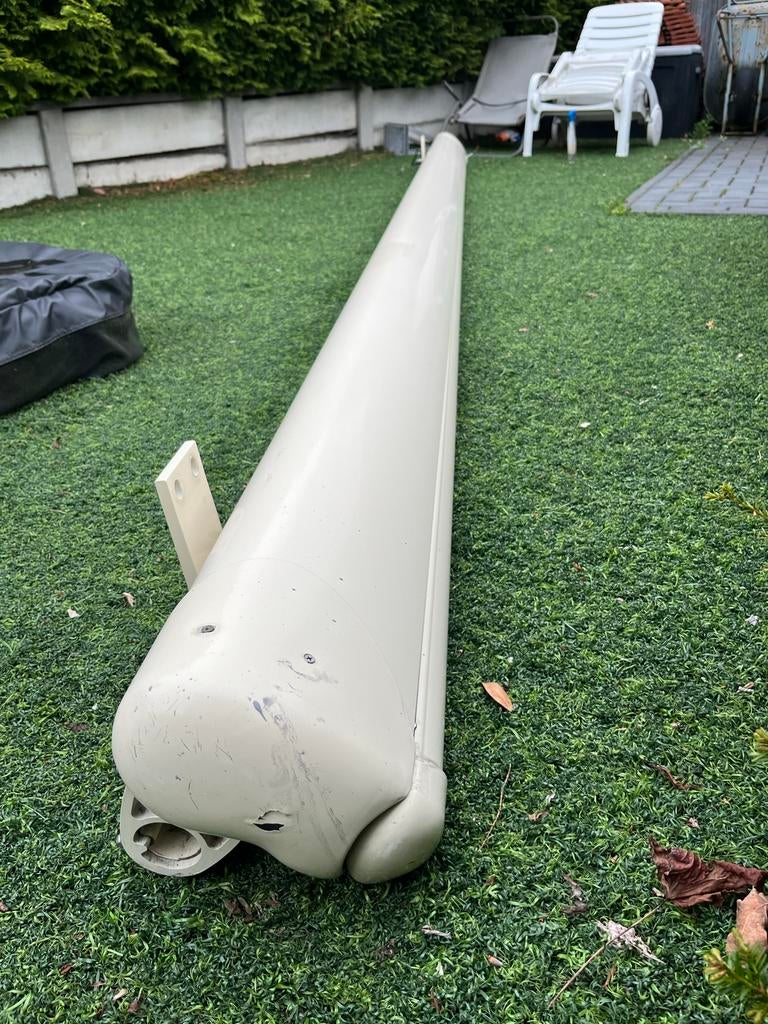 elektrisch zonnescherm 4.85 mtr lang, Ophalen, Gebruikt, 450 cm of meer, Elektrisch