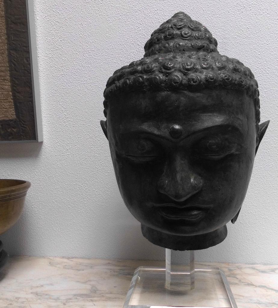 Oud bronzen Boeddha hoofd  41 cm hoog, Antiek en Kunst, Ophalen