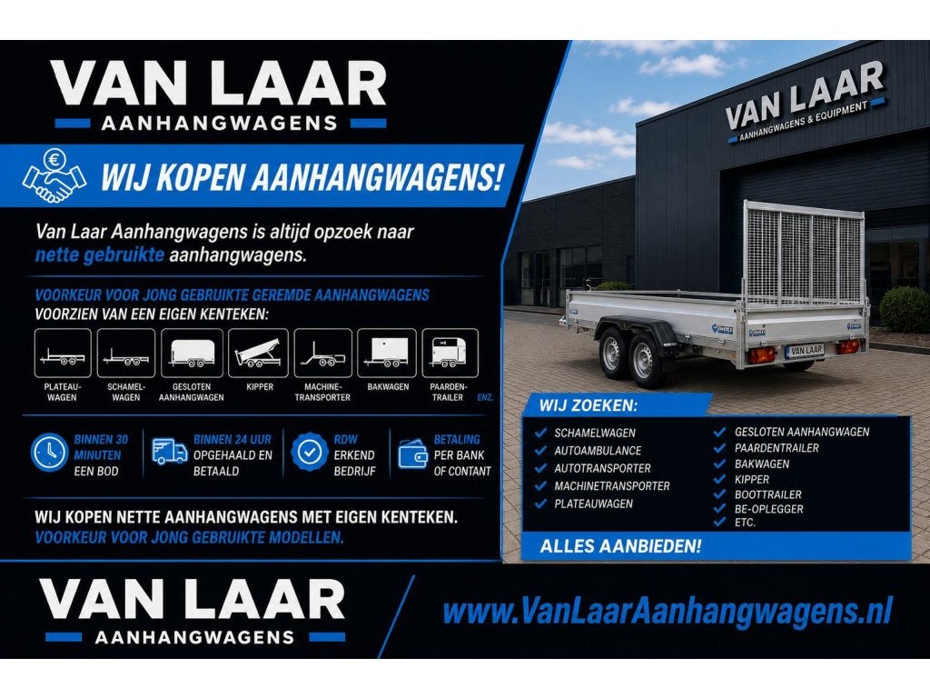 NIEUW Saris XL gesloten aanhangwagen 356cm + LED pakket., Auto diversen, Aanhangers en Bagagewagens, Niet ingevuld, Nieuw, Niet ingevuld