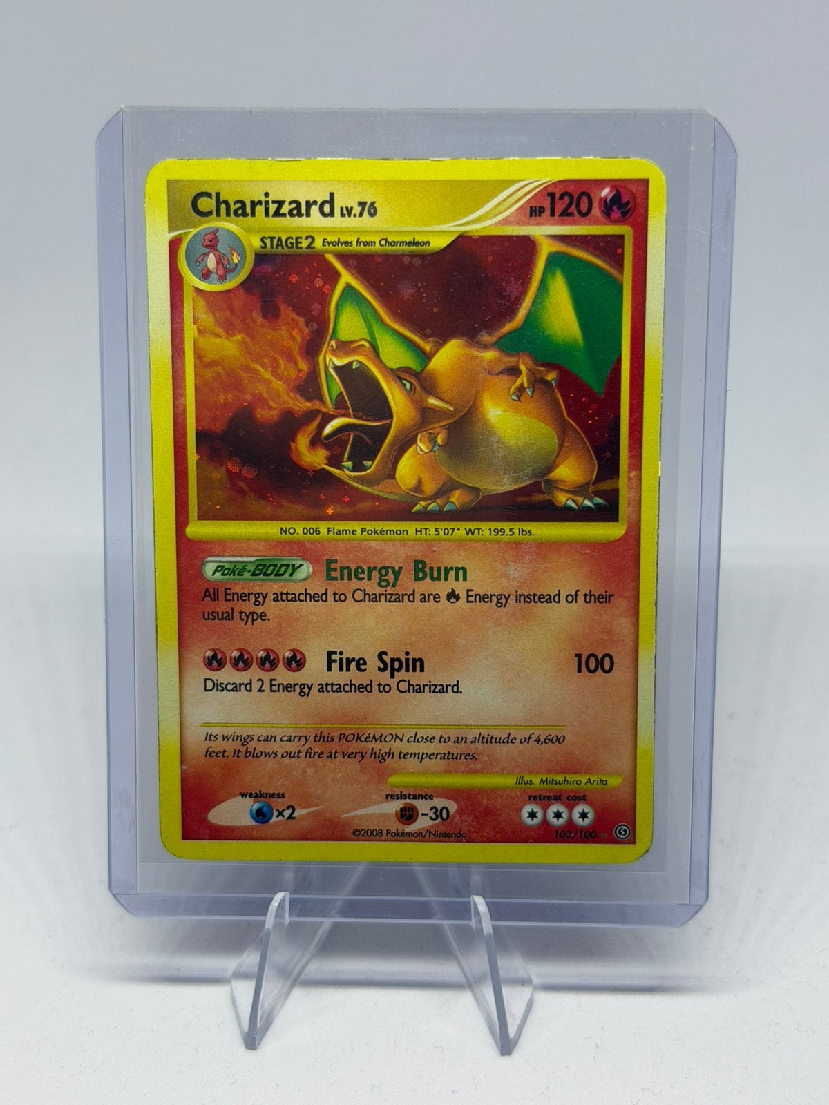 Charizard Lv.76 120 HP 103/100 Holo 2008 Pokémon Kaart, Ophalen of Verzenden, Losse kaart, Foil