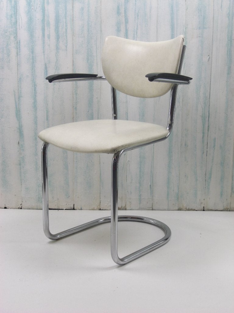 Gispen De Wit 3011 - Originele vintage eetkamerstoel, Ophalen, Gebruikt, Wit, Gispen