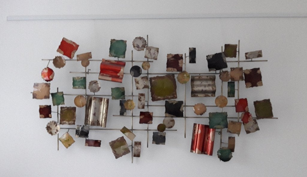 Wanddecoratie metaal, MONDI-ART wandobject blokjes, design., Antiek en Kunst, Ophalen, Wanddecoratie, Metaal