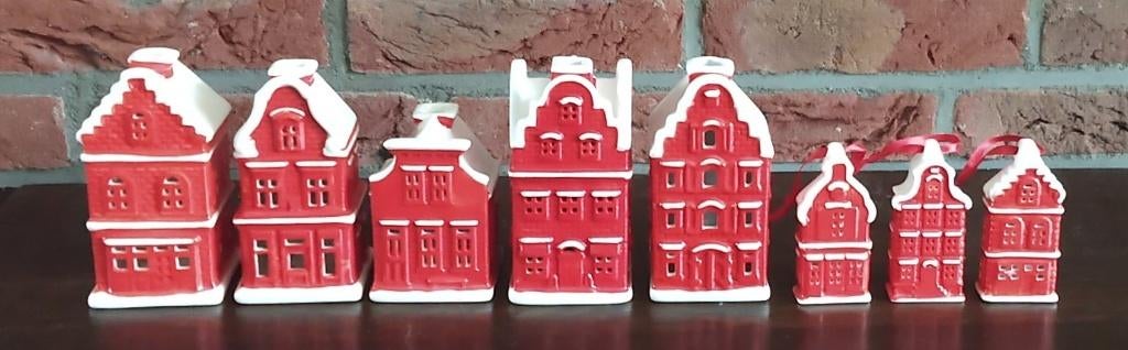 kersthuisjes, set van 8 huisjes,  volgnr 22, Diversen, Kerst, Ophalen of Verzenden, Nieuw