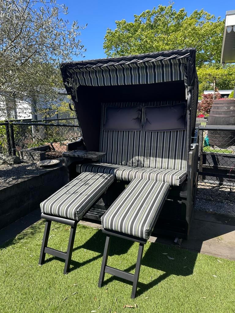 Mooie strandstoel /strandkorf i.z.g.st.met afdekhoes!, 2 zitplaatsen, Ophalen of Verzenden, Zo goed als nieuw, Loungeset