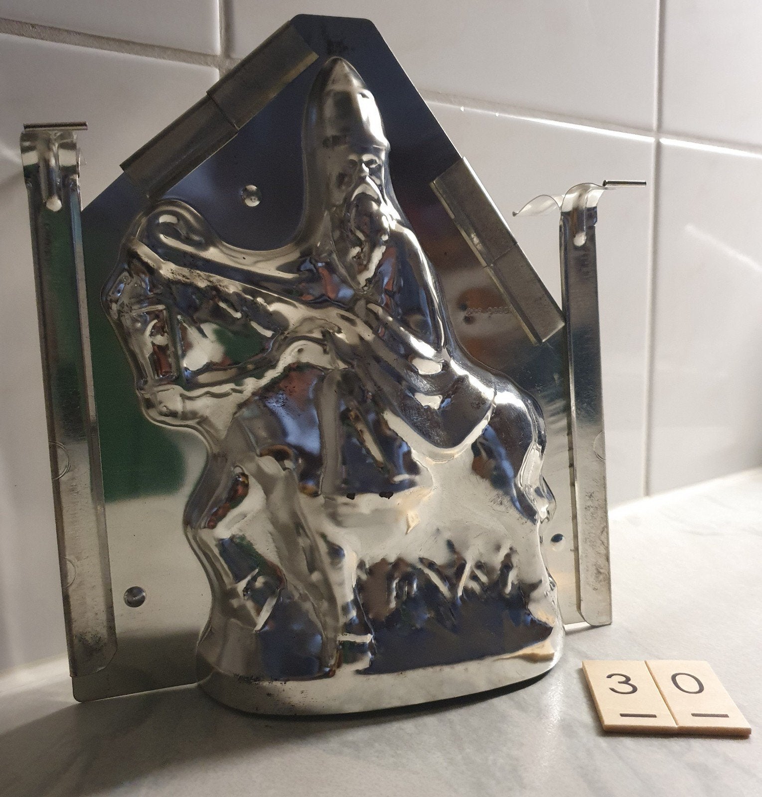 Sinterklaas,  chocolade gietvorm, Sint op paard, jaren 50, Ophalen of Verzenden, Zo goed als nieuw