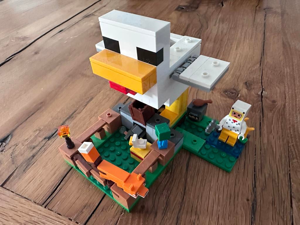 Lego Minecraft Kippenhok met minifiguren, Minecraft, Lego, Ophalen of Verzenden, Zo goed als nieuw