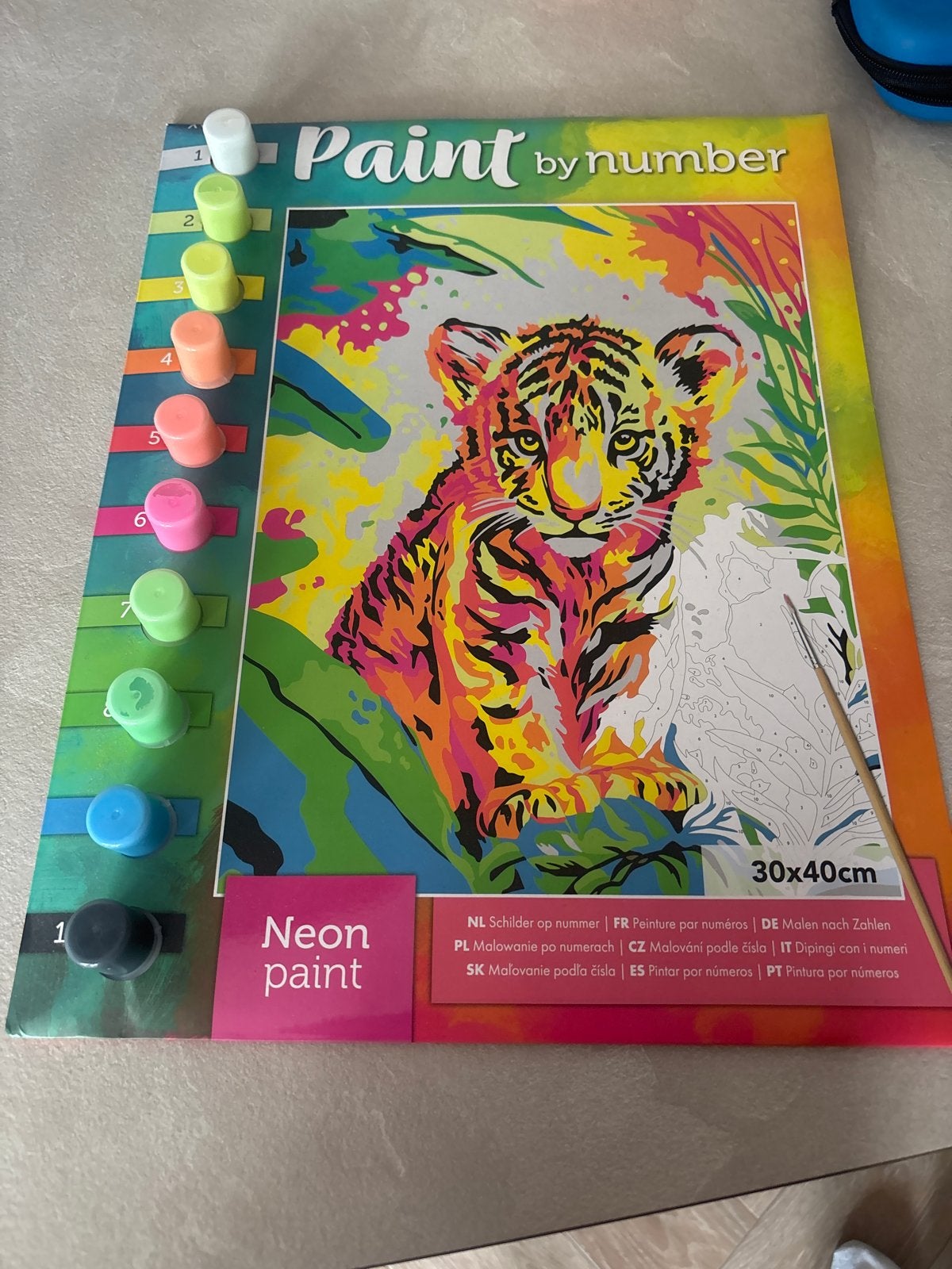 Schilderen op nummer - Neon Tijger (30x40cm), Ophalen of Verzenden, Nieuw, Schilderen op nummer