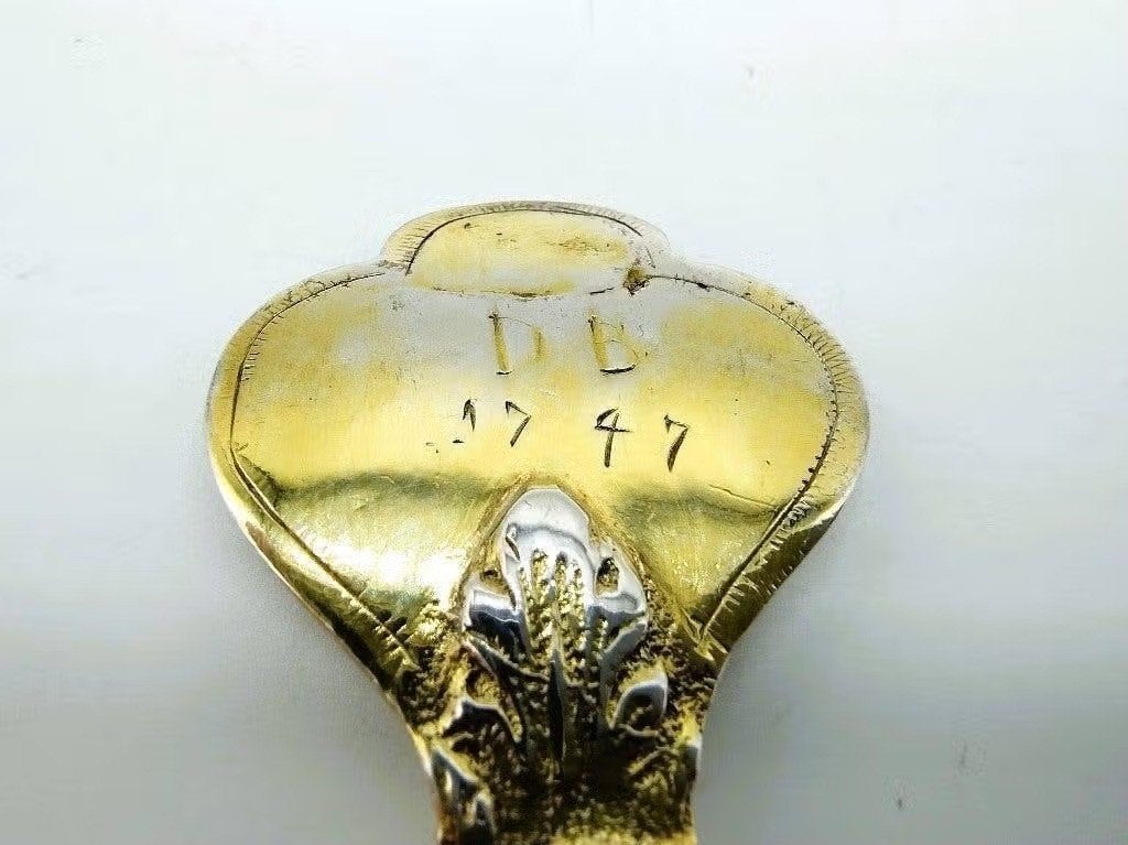 Zilveren gelegenheidslepel, Spannenburgh, Harlingen, 1747, Verzenden, Zilver