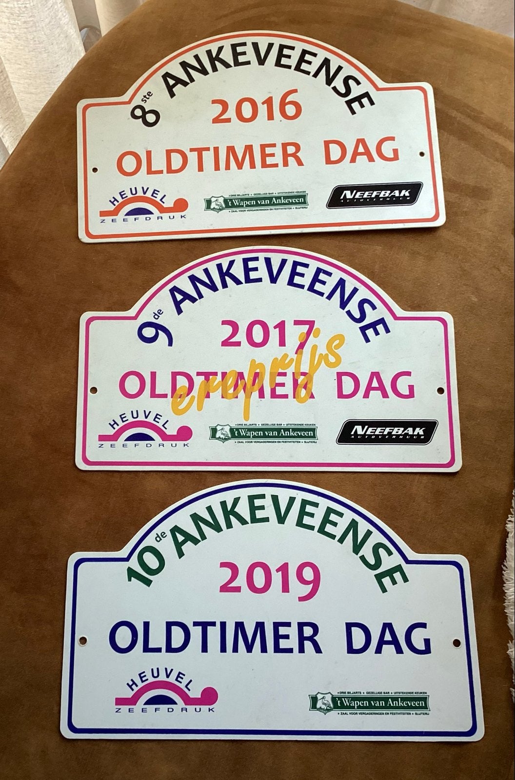 Ankeveense Oldtimer Dag Borden 2016, 2017, 2019, Ophalen of Verzenden